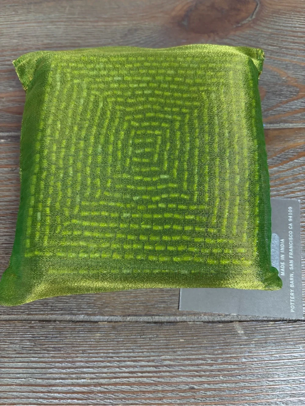 NWT Pottery Barn Green Glass Beaded Coasters Set of Four 4” Square Made in India